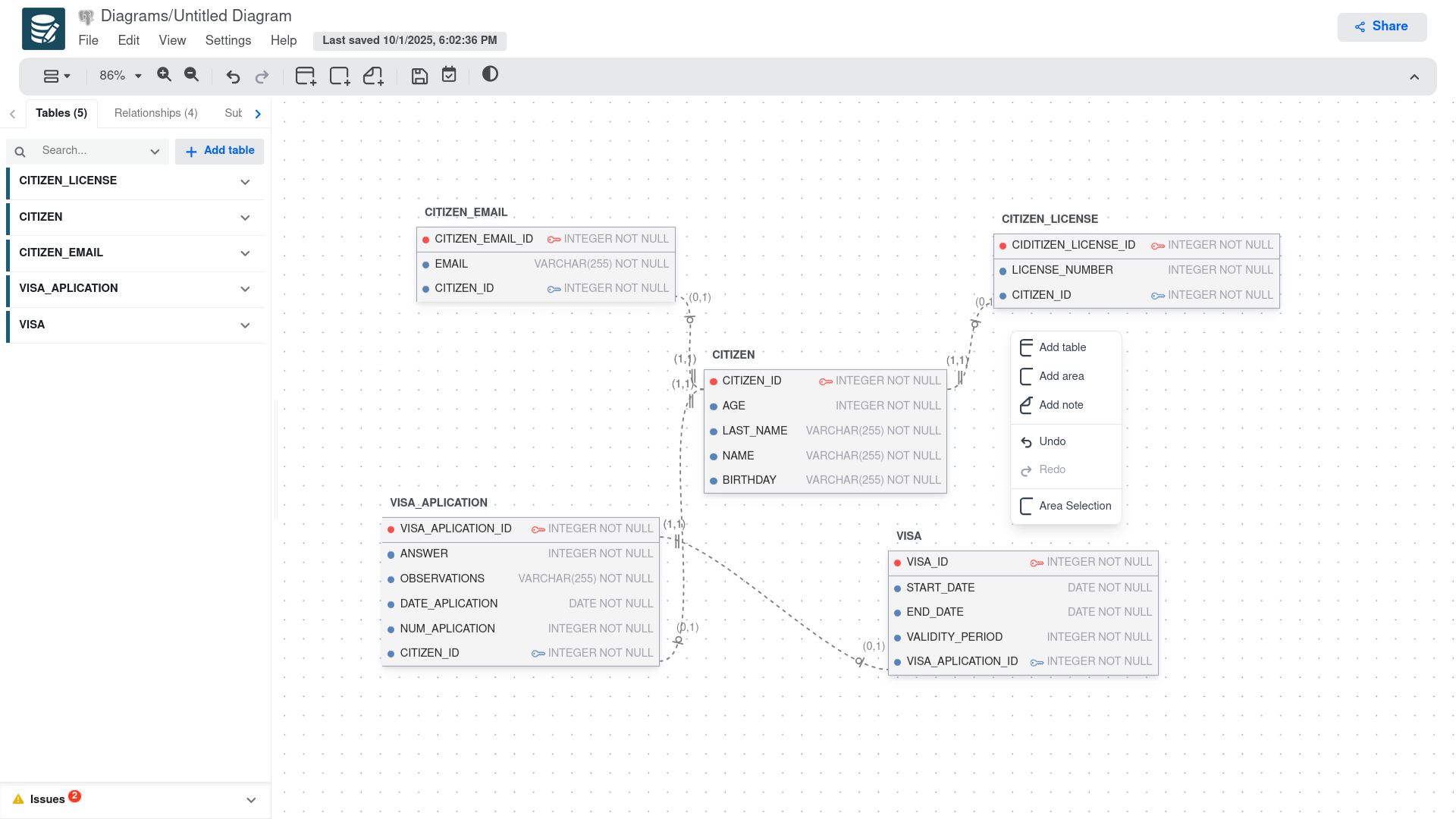 Open canvas context menu