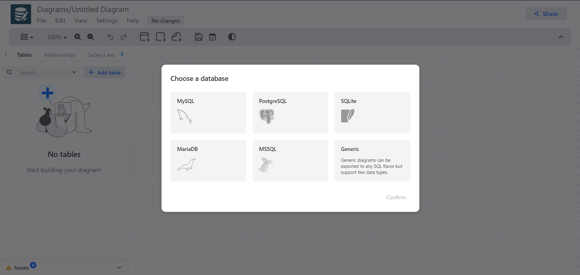 Elige una base de datos